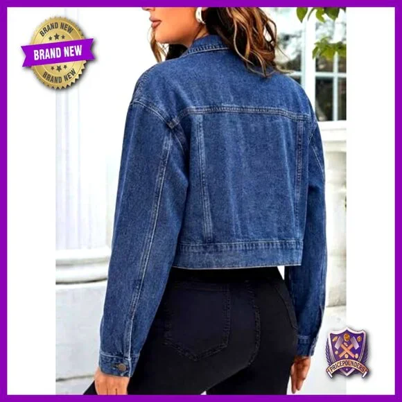 Cropped Denim Jacket Vintage Oversized Y2K Distressed Chic Layering Piece